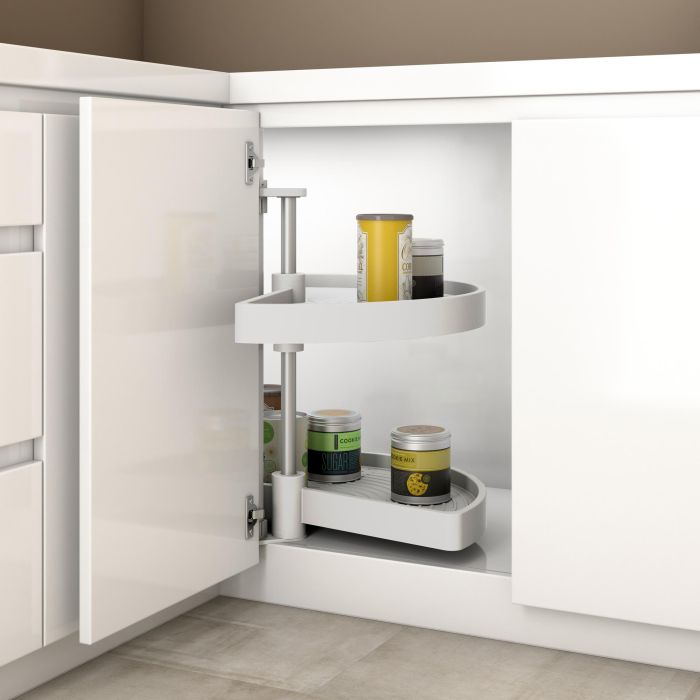 Emuca jeu de plateaux rotatifs Shelvo 1/2 lune, pour module de 900mm, plastique et aluminium, Blanc 1