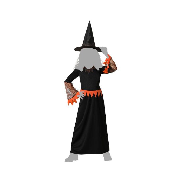 Déguisement Enfant de Sorcière Long Orange avec Cape et Chapeau Pointu - Taille 7-9 Ans - Polyester - Halloween