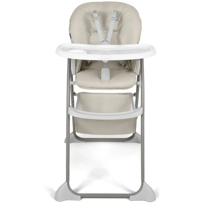 Hauck Sit N Fold Chaise Haute Pliable Beige de 6 mois à 15 kg avec Harnais 5 Points, Plateau Repas XL et Panier de Rangement