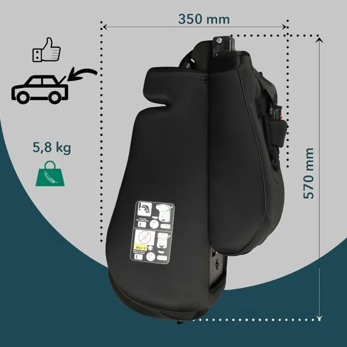 BAMBISOL AY570N Siège Auto Évolutif Groupe 1/2/3 I-Size (76-150 cm, 9-36 kg) pour Enfant de 15 Mois à 12 Ans, Noir