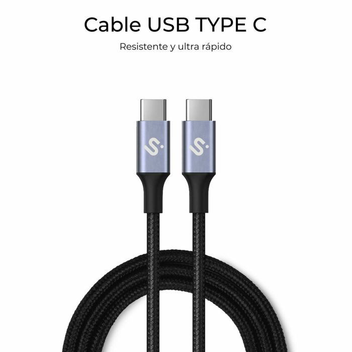 Câble USB-C vers USB-C Subblim PLUS Noir 1 m 17 Câble USB-C vers USB-C Subblim PLUS Noir 1 m 17