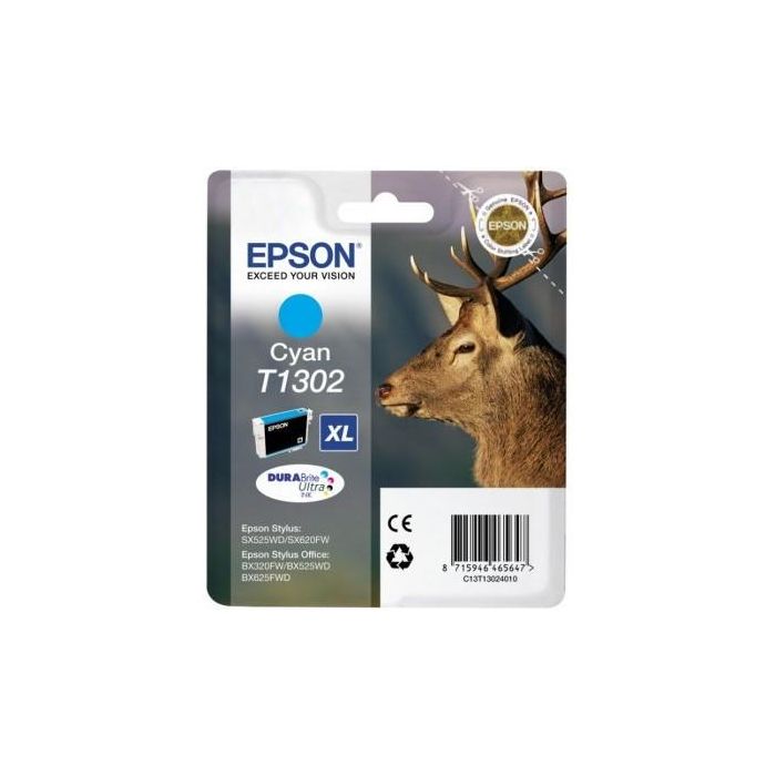 Epson Tinte 1LB T1302 ink cartridge cyan extra high capacity 10.1ml 1-pack blister without alarm - DURABrite Ultra Ink 1 Epson Tinte 1LB T1302 ink cartridge cyan extra high capacity 10.1ml 1-pack blister without alarm - DURABrite Ultra Ink 1
