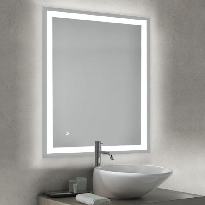 Emuca Miroir de salle de bain Heracles avec éclairage LED frontal et décoratif (AC 230V 50Hz), 34 W, Plastique et Verre 1