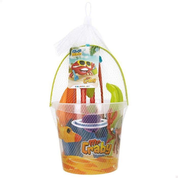 Set de jouets de plage Colorbaby Mr Craby Ø 18 cm polypropylène (16 Unités) 2