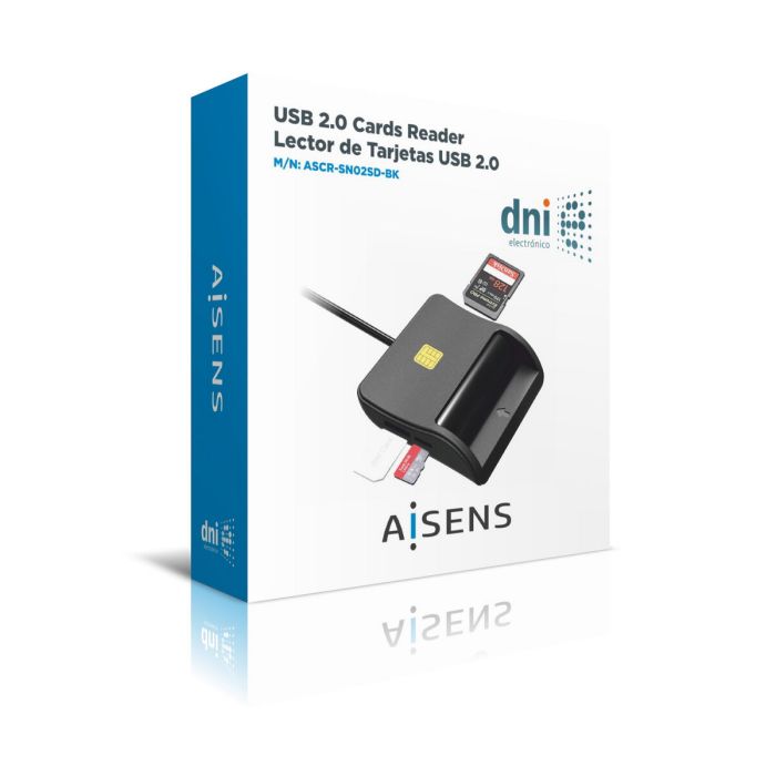 Lecteur de Cartes Aisens ASCR-SN02SD-BK Noir 1 Lecteur de Cartes Aisens ASCR-SN02SD-BK Noir 1