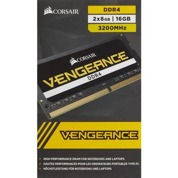 Corsair COR1695830756456 Mémoire SODIMM Vengeance 16 GB (2 x 8 GB) DDR4 3200 MHz CL22 2