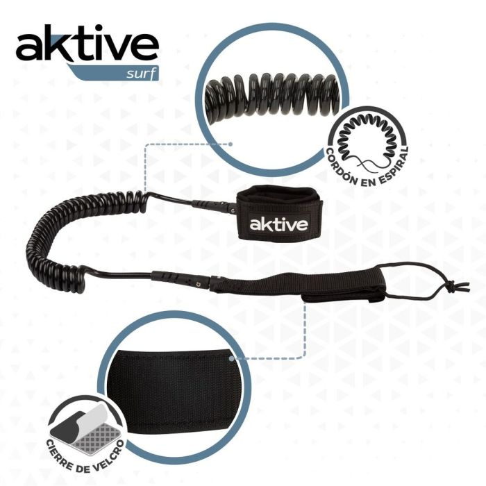 Leash Aktive Noir 20 cm Spirale Paddle Surf 6