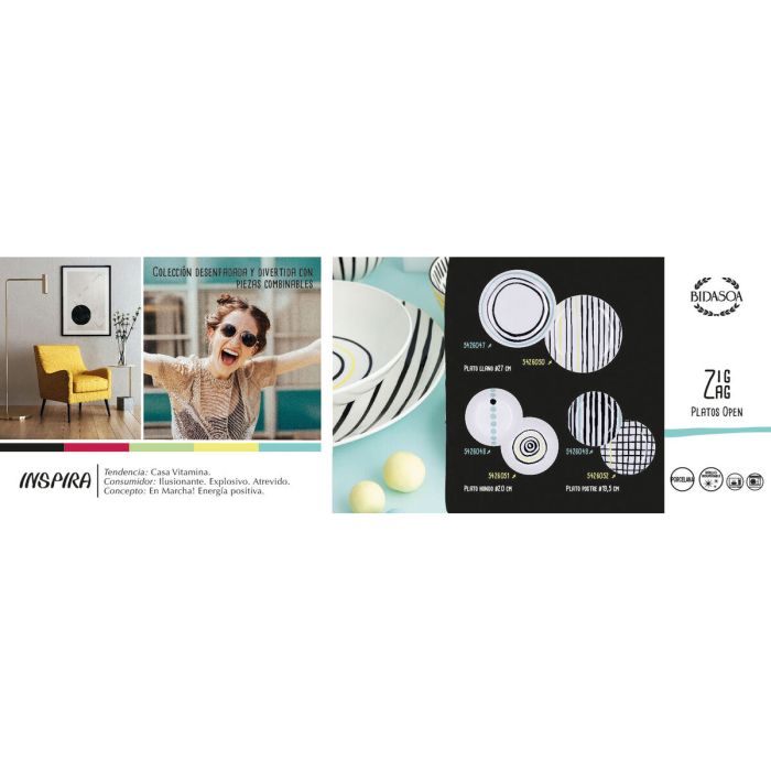 Assiette à dessert Bidasoa Zigzag Multicouleur Céramique 19 cm (12 Unités) 3