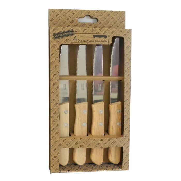 Ensemble de couteaux à viande Pradel essentiel Bois Bicolore Métal 21 cm (4 Unités) 1
