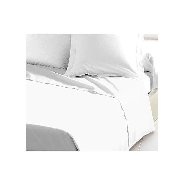 LOVELY HOME Drap Plat 100% coton 180x290 cm - 1 personne - blanc 3