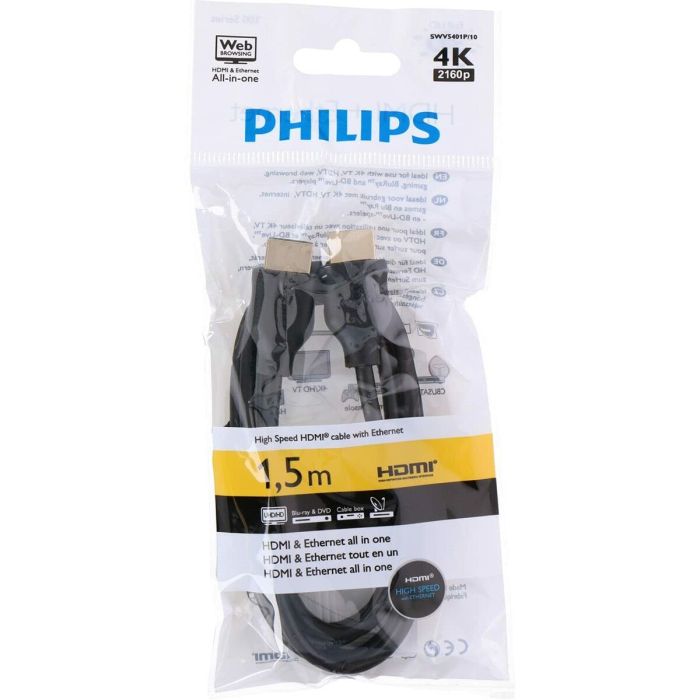 Câble HDMI Philips SWV5401P/10 1,5 m Noir 1 Câble HDMI Philips SWV5401P/10 1,5 m Noir 1