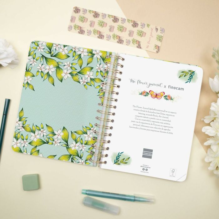 Agenda Finocam THE FLOWER JOURNAL A5 15,5 x 21,2 cm Vert 2026 9