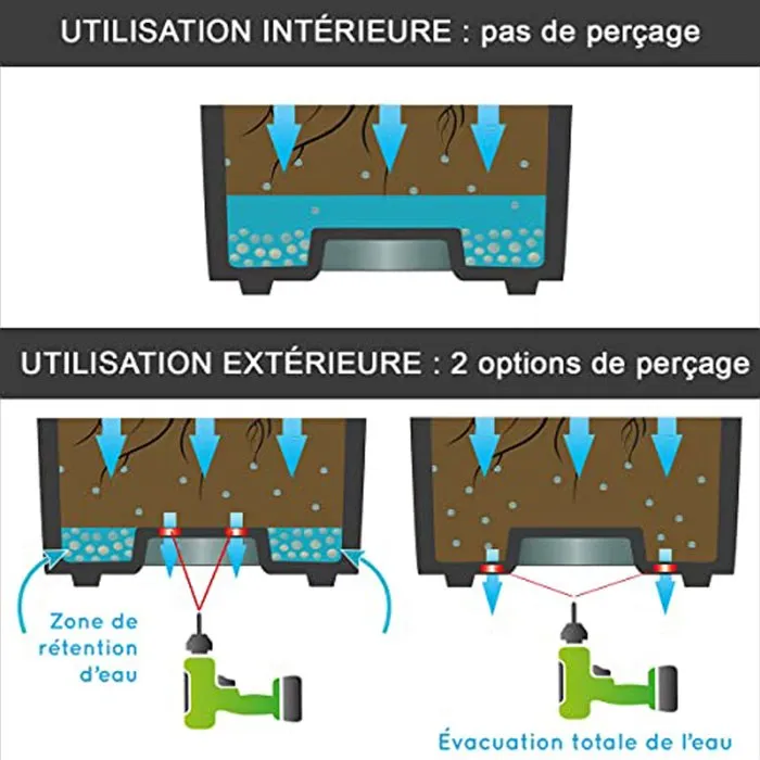 Eda Volcania Up - Jardinière carrée empilable intérieur/extérieur 30 cm (36L) - Gris anthracite - Avec réserve d'eau - Modulable - Label Origine France Garantie Eda Volcania Up - Jardinière carrée empilable intérieur/extérieur 30 cm (36L) - Gris anthracite - Avec réserve d'eau - Modulable - Label Origine France Garantie