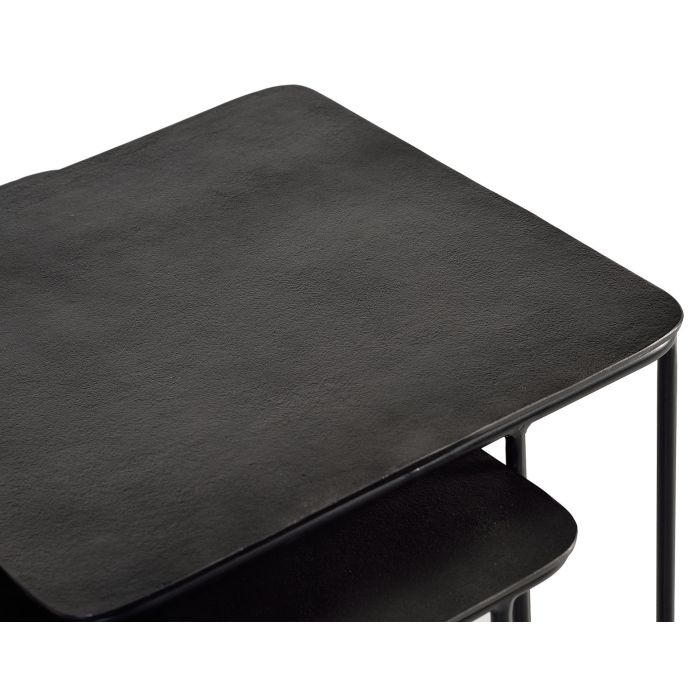 GINER Y COLOMER - Set de 2 Tables Basses Emboîtables en Métal avec Plateau Martelé Bronze, Noir et Fer - 60 cm & 46 cm 3 GINER Y COLOMER - Set de 2 Tables Basses Emboîtables en Métal avec Plateau Martelé Bronze, Noir et Fer - 60 cm & 46 cm 3