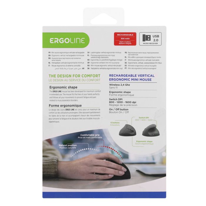 Souris Optique Ergonomique T'NB Ergo Line Noir 1600 dpi 1 Souris Optique Ergonomique T'NB Ergo Line Noir 1600 dpi 1