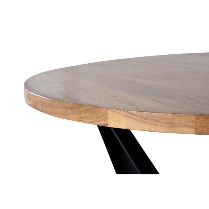 GINER Y COLOMER Table de salle à manger ronde en acacia massif naturel avec pieds en métal noir - Diamètre 120 cm, Hauteur 78 cm 1 GINER Y COLOMER Table de salle à manger ronde en acacia massif naturel avec pieds en métal noir - Diamètre 120 cm, Hauteur 78 cm 1