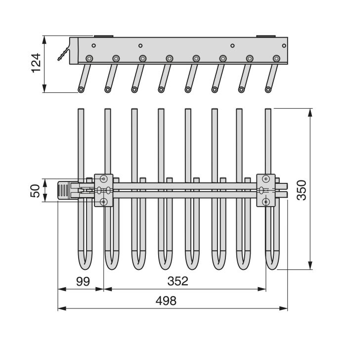 Emuca Porte-pantalons extractible, Droite, Acier et Plastique, Titane 2