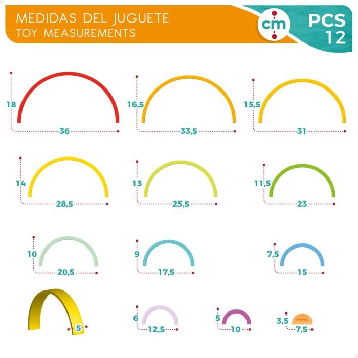 Puzzle enfant en bois Woomax Arc-en-ciel 11 Pièces 2 Unités 2