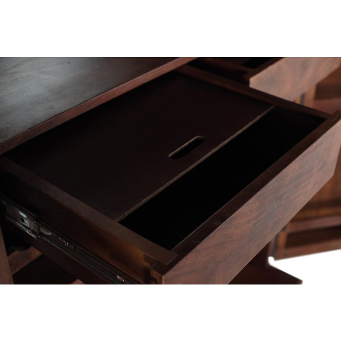 GINER Y COLOMER - Buffet bar en bois de manguier massif et métal, 2 portes, couleur cerise, 179 x 91 x 53 cm, design artisanal 5