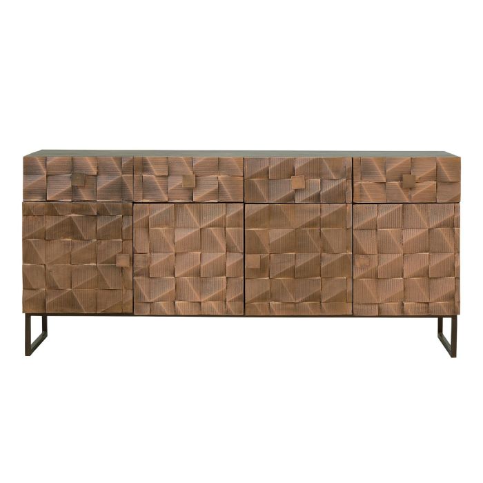 Giner y Colomer Buffet en bois massif de manguier avec ornements en bronze, 4 portes et 4 tiroirs, couleur marron foncé 1 Giner y Colomer Buffet en bois massif de manguier avec ornements en bronze, 4 portes et 4 tiroirs, couleur marron foncé 1