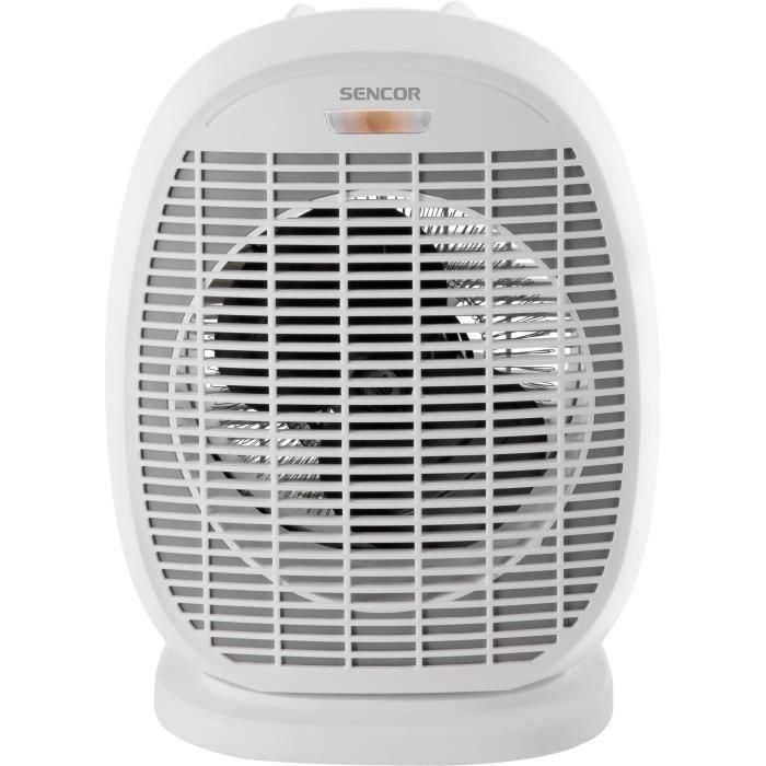 Sencor Radiateur à air chaud SFH 7057WH - 2000 W - 2 niveaux de chauffage - Thermostat réglable - Fonction air froid - Oscillation 90° - Blanc
