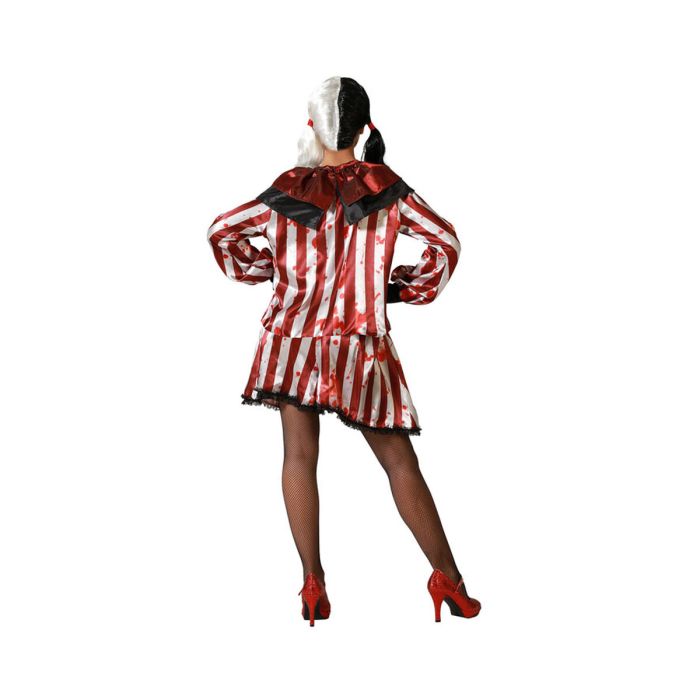 Costume Clown Rouge Sinistre T-shirt et Pantalon Rayé pour Femme Adulte Taille XS-S