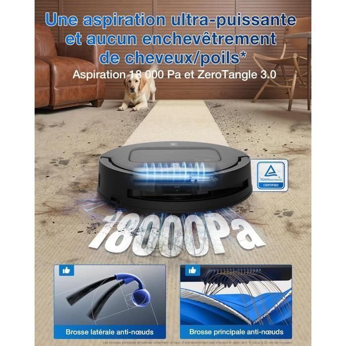 ECOVACS T80 OMNI - Robot Aspirateur Laveur - 18 000 Pa - Nettoyage Automatique instantané OZMO Roller - ZeroTangle 3.0 2 ECOVACS T80 OMNI - Robot Aspirateur Laveur - 18 000 Pa - Nettoyage Automatique instantané OZMO Roller - ZeroTangle 3.0 2