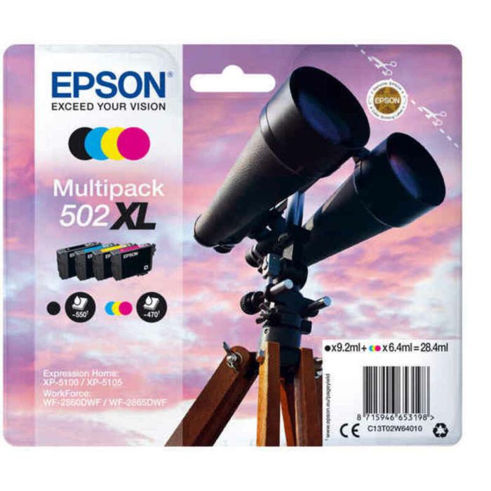 Epson C13T02W64010 502XL Multipack 4 couleurs (Noir, Cyan, Magenta, Jaune) Encre pour Imprimante, jusqu'à 470 pages