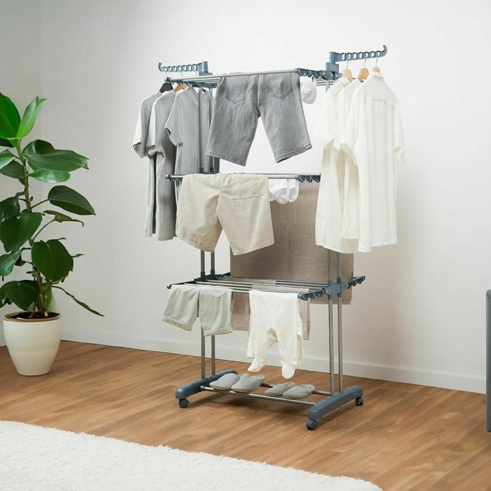 Pack Étendoir Pliant Vertical à Roulettes et Plieur de Linge InnovaGoods 4