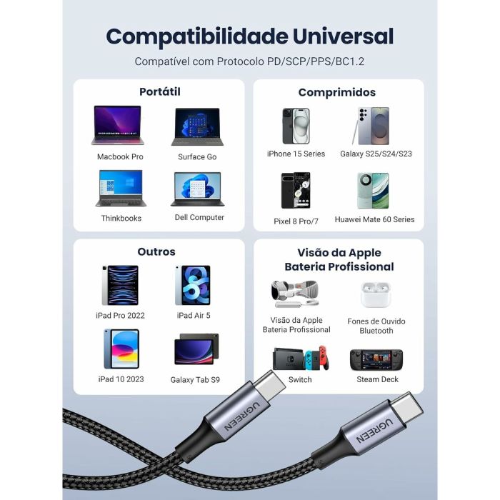 Câble USB vers Lightning Ugreen 70427 Noir Argenté 1 m 1