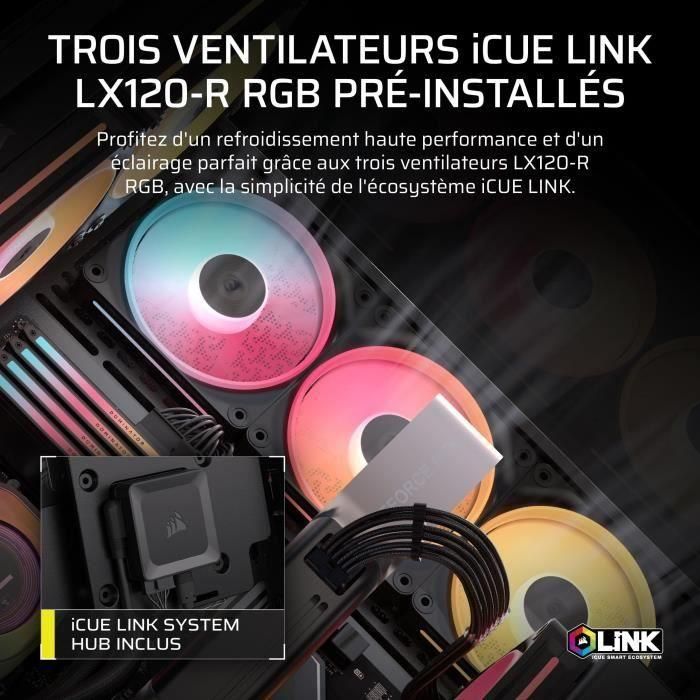 Boitier PC - CORSAIR - 3500X LXR LINK Tempered Glass Mid-Tower - 3 ventilateurs RGB a rotor inversé - Noir 2