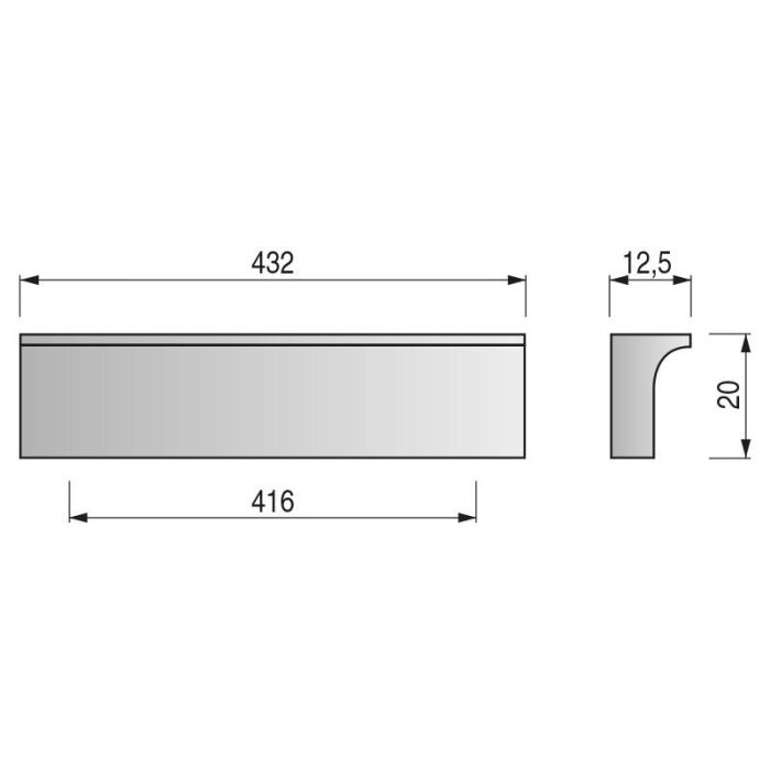 Tirador Modelo Leman Aluminio Acabado Cromo Distancia 416 Herrajes Alk 1