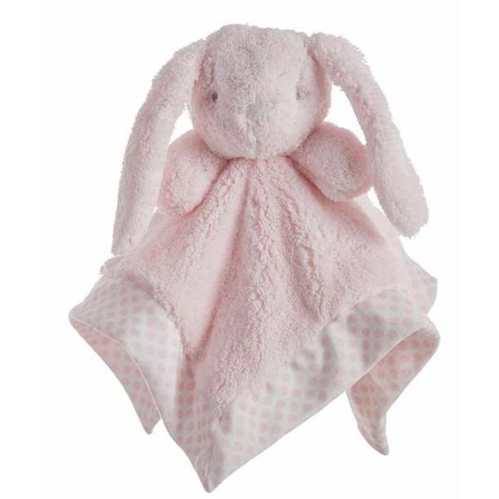 Doudou double couche 30 x 30 cm Pois Rose