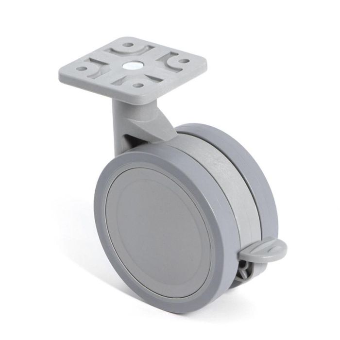 Rueda Giratoria Vega Aro Goma Ø75 Con Placa Acabado Gris Freno Con Freno Stampmatic 1