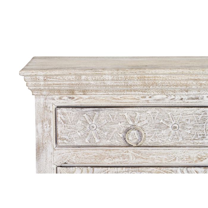 GINER Y COLOMER - Buffet 3 portes et 3 tiroirs en bois de manguier massif, finition blanc vieilli antique, dimensions 90 x 150 x 40 cm 5 GINER Y COLOMER - Buffet 3 portes et 3 tiroirs en bois de manguier massif, finition blanc vieilli antique, dimensions 90 x 150 x 40 cm 5