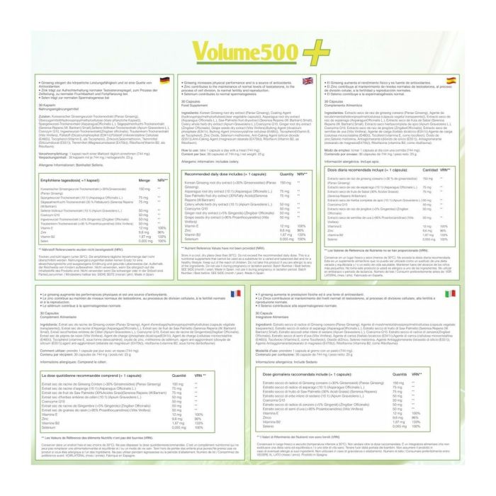 Comprimés pour Améliorer la Qualité du Sperme 500 Cosmetics 30 Unités 2