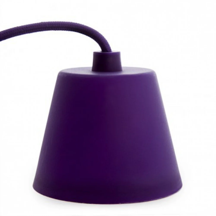 Douille de lampe E27 Violette avec cordon textile et rosace, PVC, installation facile 1 Douille de lampe E27 Violette avec cordon textile et rosace, PVC, installation facile 1