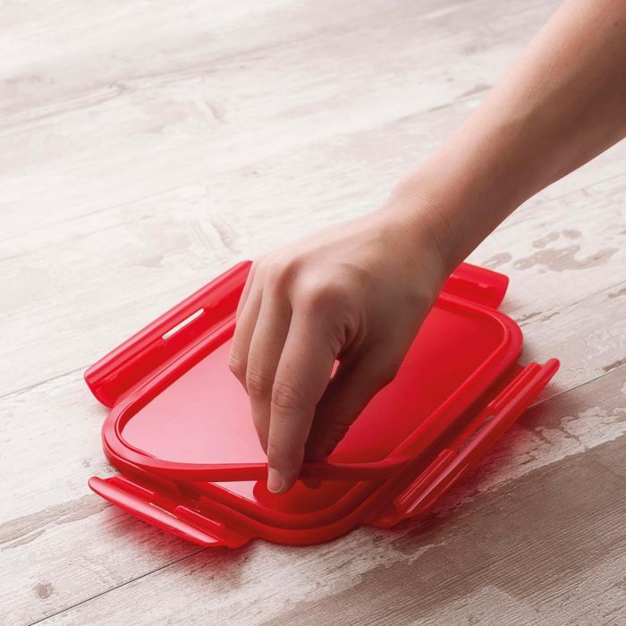 Recipiente Cuadrado Hermético Vidrio Pure Box Rojo Luminarc 16 cm- 122 cL 4 Recipiente Cuadrado Hermético Vidrio Pure Box Rojo Luminarc 16 cm- 122 cL 4