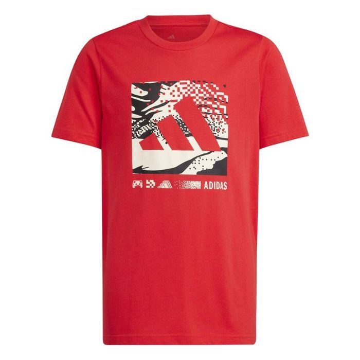 T shirt à manches courtes Enfant Adidas Camo Logo Rouge