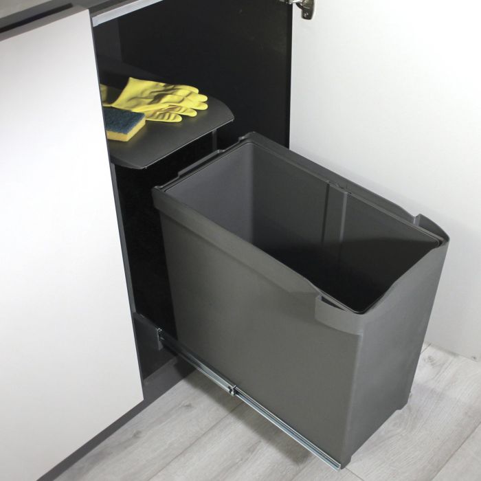 Emuca Poubelles de recyclage pour la cuisine, 1 x 30L, fixation inférieure et extraction automatique, Acier et Plastique, Gris antracite 1 Emuca Poubelles de recyclage pour la cuisine, 1 x 30L, fixation inférieure et extraction automatique, Acier et Plastique, Gris antracite 1