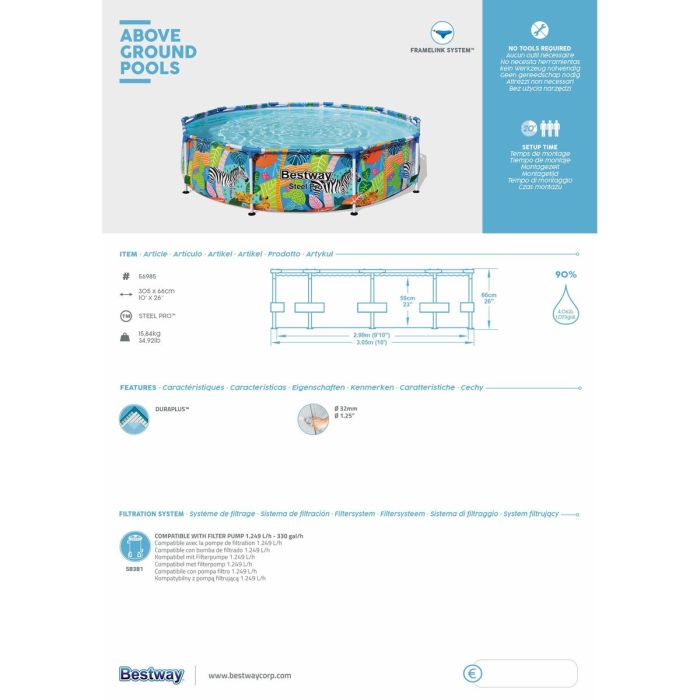 Piscine Démontable Bestway Steel Pro 305 x 66 cm 3