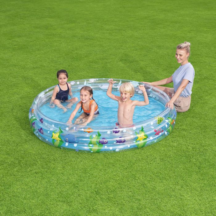 Bestway Piscine Gonflable Enfants 3 anneaux Transparente Vie Marine 183x33 cm +2 Ans Jardin 51005 1