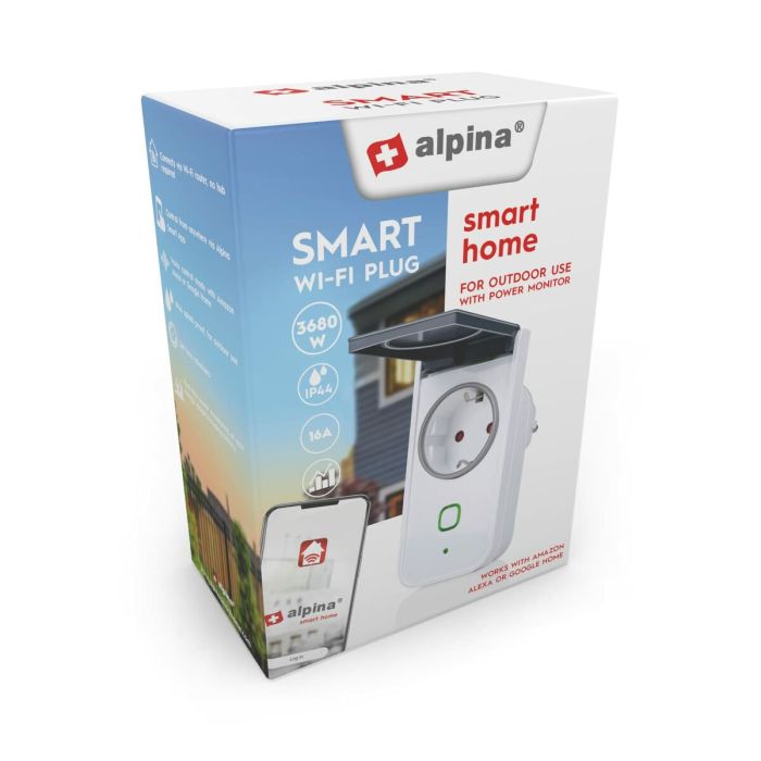 Prise Intelligente Alpina Smart Home Extérieur Wi-Fi 230 V 16 A 1 Prise Intelligente Alpina Smart Home Extérieur Wi-Fi 230 V 16 A 1