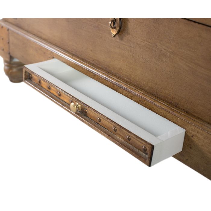 GINER Y COLOMER Buffet coffre en bois de manguier massif avec tige abattante et tiroir, style rustique industriel - 99 x 63 x H 74 cm (H totale avec pates 85 cm) 4