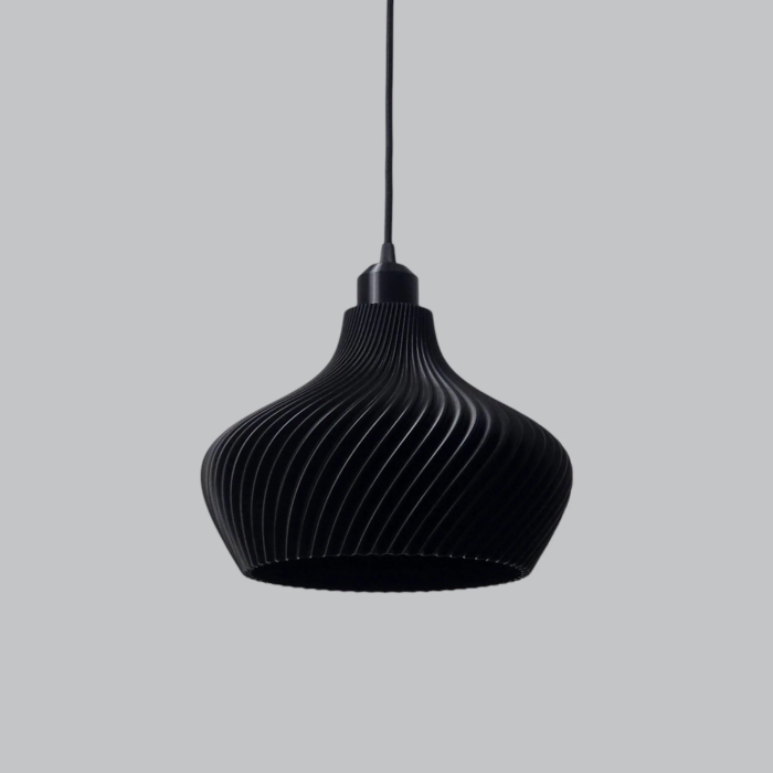 Lampe suspendue Daila Noir/Fleuron Noir/Câble Noir E27 LED