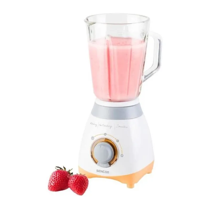 Sencor SBL 4370 - Blender 500 W avec bol en verre de 1,5 L, 2 vitesses, fonction Pulse, lames inox, couleur Orange