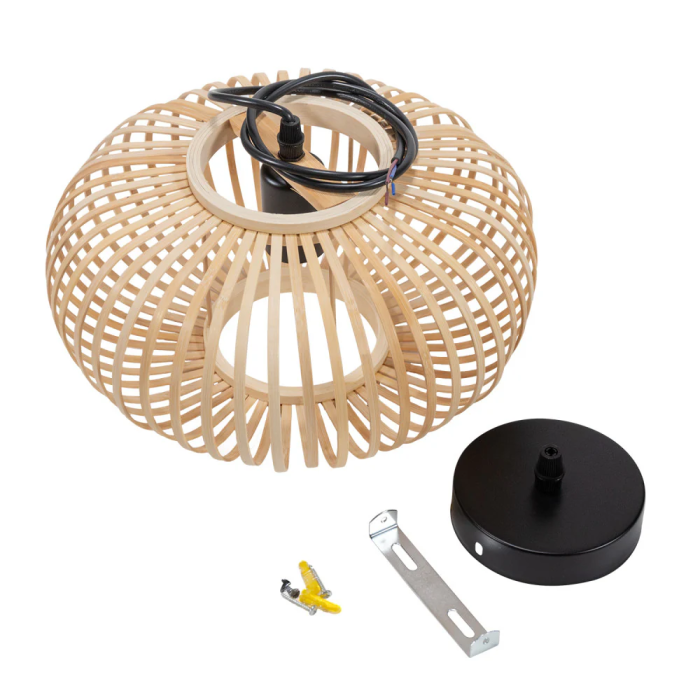 Lampe Suspendue Deo SKD-P80112 en Rotin avec Douille E27, Style Naturel Boho-Chic 4