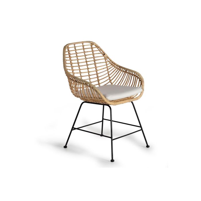 GINER Y COLOMER Lot de 2 Chaises en Rotin et Métal avec Coussin Inclus - 88 x 66 x 63 cm - Naturel - Design Artisanal - Montage Requis 1 GINER Y COLOMER Lot de 2 Chaises en Rotin et Métal avec Coussin Inclus - 88 x 66 x 63 cm - Naturel - Design Artisanal - Montage Requis 1