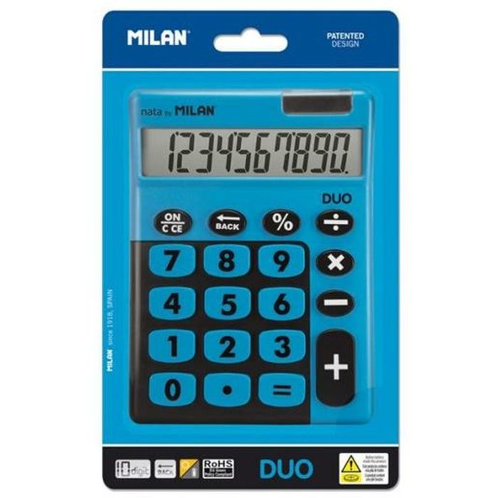 Calculatrice Milan TOUCH DUO Bleu 14,5 x 10,6 x 2,1 cm (10 Unités) 1