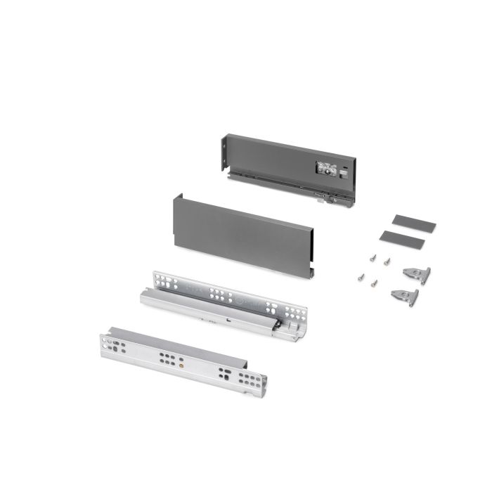 Emuca Tiroir extérieur Protone 30kg , coulisses à sortie totale et fermeture amortie, hauteur 93mm, profondeur 270mm, Acier, Gris anthracite